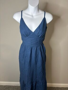 Aje Blue V-Neck Spaghetti-Strap Maxi Dress